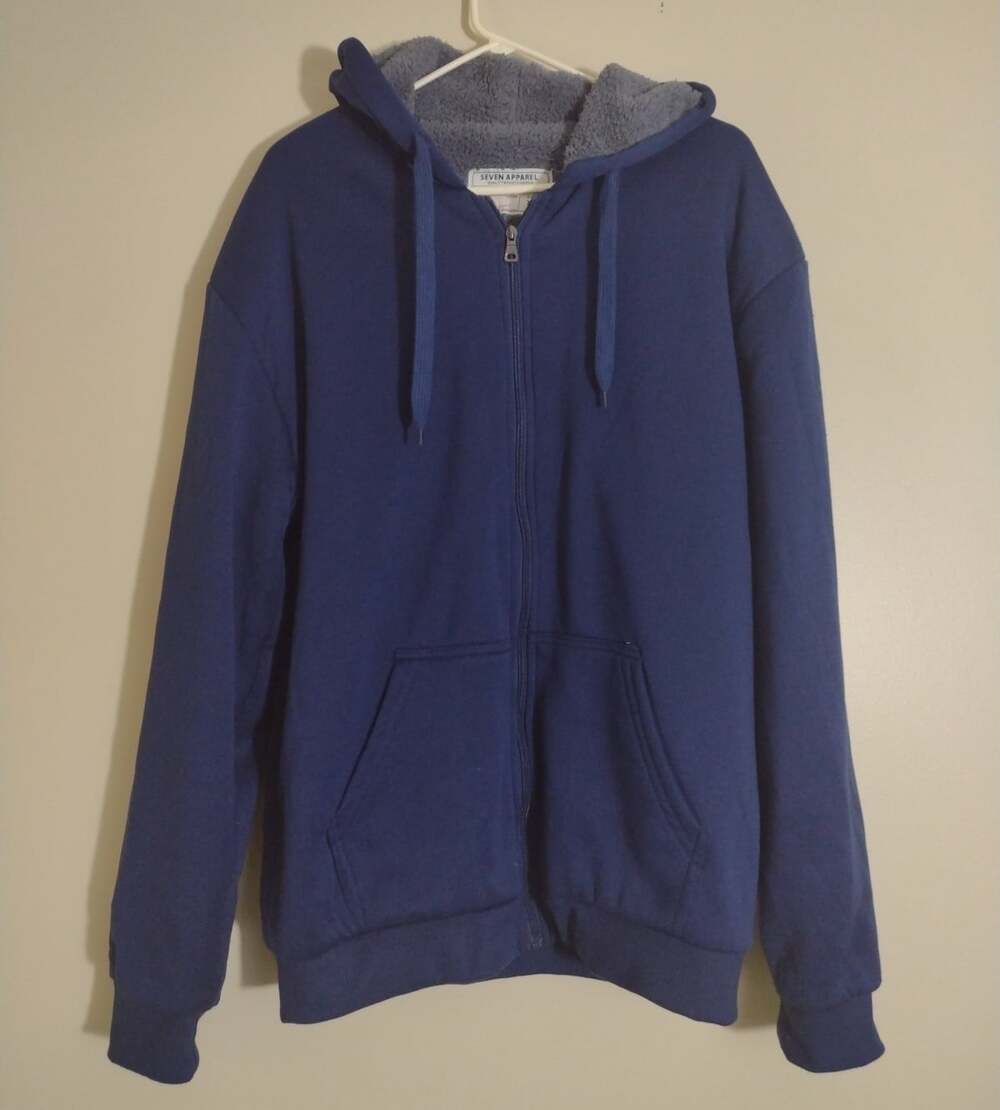 Seven Apparel Navy Thick Full Zip Hoodie sz XL Jacket with Warm Sherpa Lining